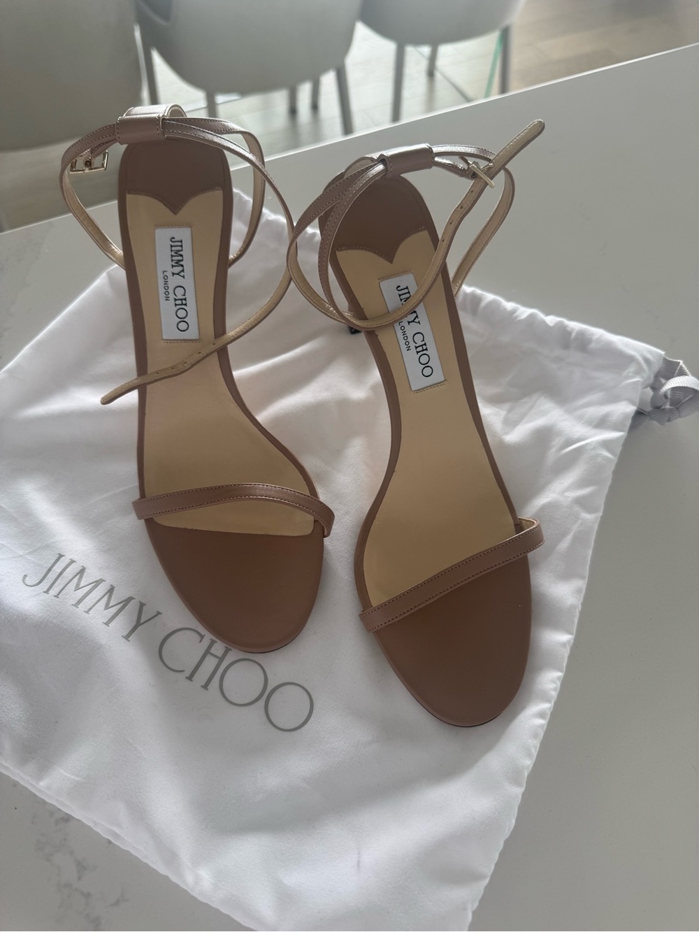 Jimmy Choo Tan Brown Leather Strappy Heels